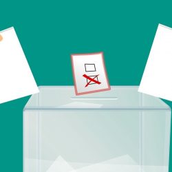 Graphic of two voting papers being put in ballot box