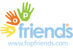 Image shows the logo of FOP Friends. It has three colourful handprints around the word Friends.