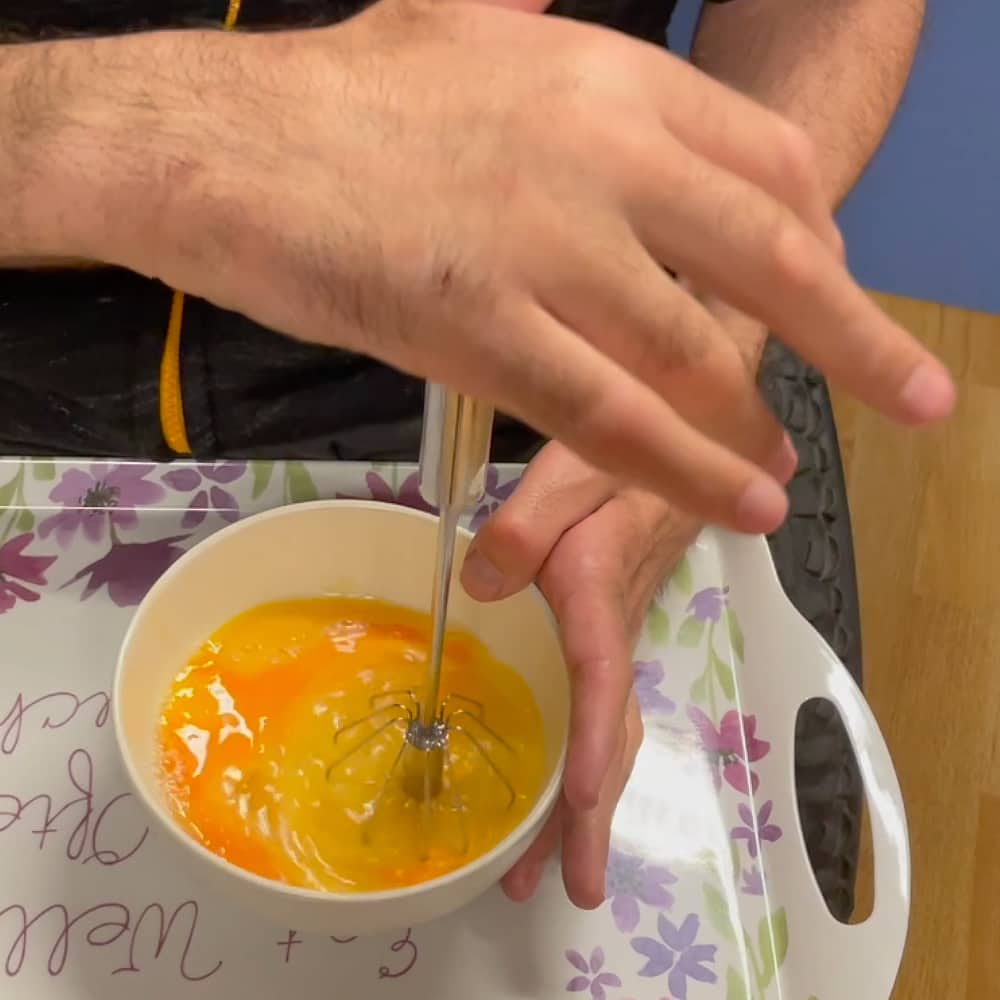 the push whisk is great for whisking eggs for scrambled eggs on toast