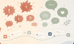 Abstract illustration of two figures either side of a social media feed, representing polarised SEND debate online